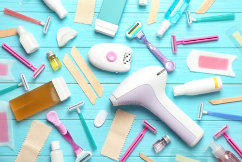 Razors, waxing strips, and other temporary hair removal systems.