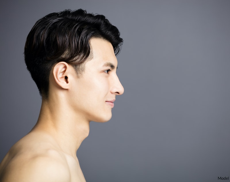 side view of handsome young man's face